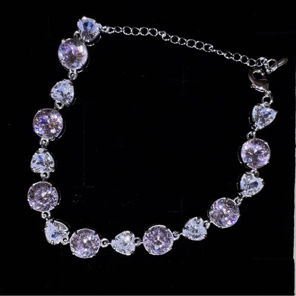 Elegant Silver and pink Bracelet - Picture 1 of 5